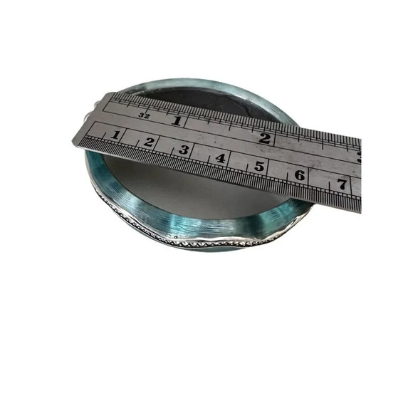 Brighton Trinity blue Hinged Bracelet With Clear Crystals. Lucite. - Picture 5 of 6